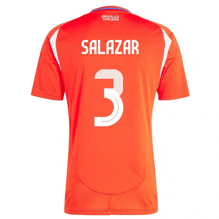 Kids Football Chile Yahir Salazar #3 Red Home Jersey 24-26 T-Shirt Za