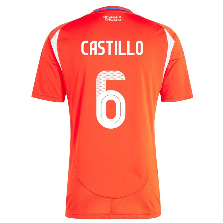 Kids Football Chile Cristóbal Castillo #6 Red Home Jersey 24-26 T-Shirt Za