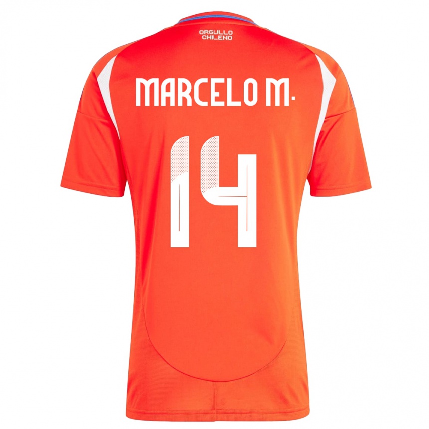 Kids Football Chile Marcelo Morales #14 Red Home Jersey 24-26 T-Shirt Za