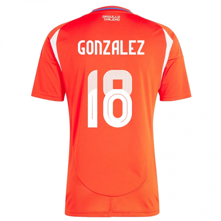 Kids Football Chile Bryan González #18 Red Home Jersey 24-26 T-Shirt Za