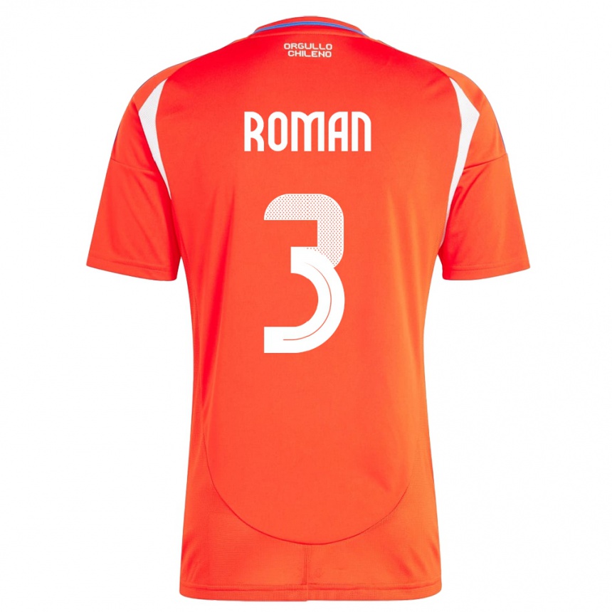 Kids Football Chile Iván Román #3 Red Home Jersey 24-26 T-Shirt Za