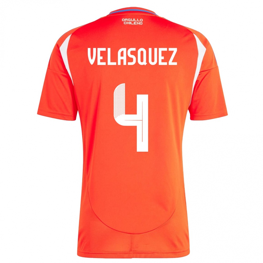 Kids Football Chile Lucas Velásquez #4 Red Home Jersey 24-26 T-Shirt Za