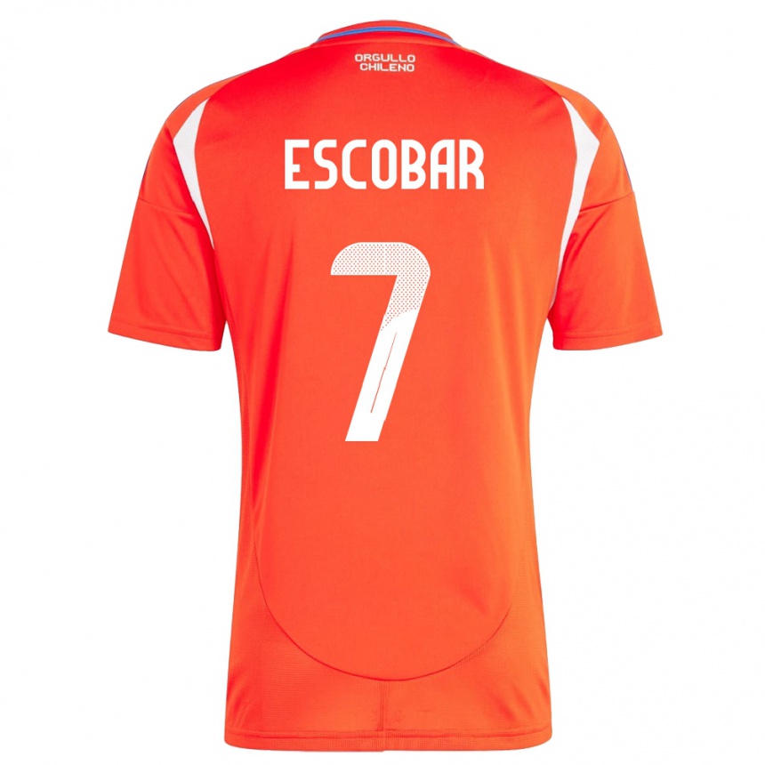 Kids Football Chile Bastián Escobar #7 Red Home Jersey 24-26 T-Shirt Za