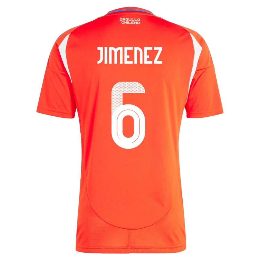 Kids Football Chile Yastin Jiménez #6 Red Home Jersey 24-26 T-Shirt Za