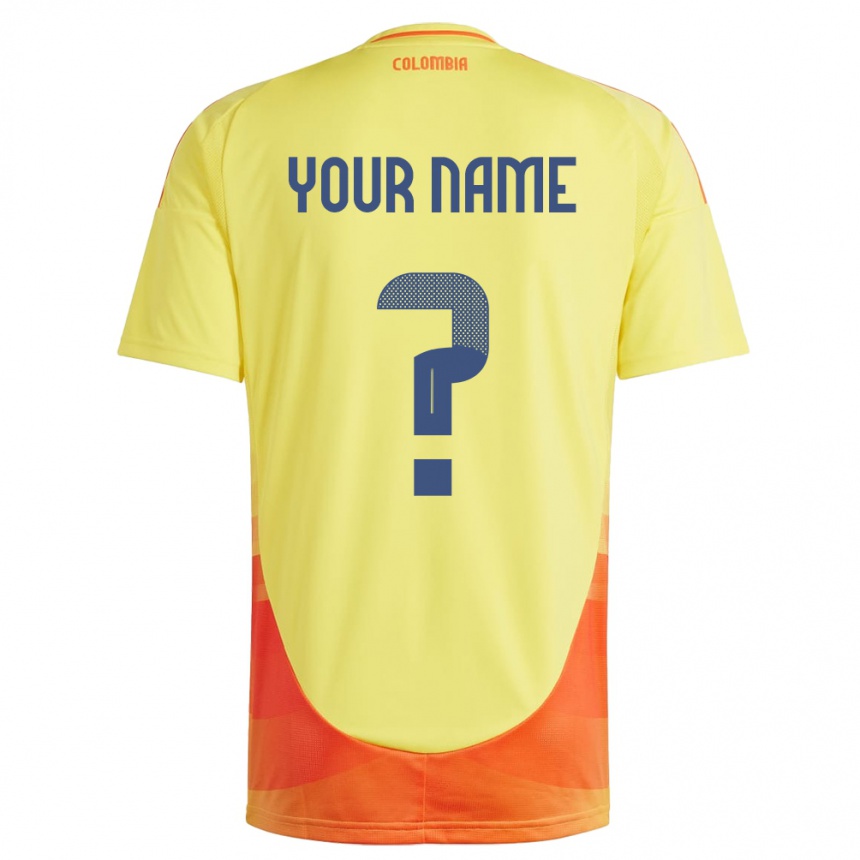 Kids Football Colombia Your Name #0 Yellow Home Jersey 24-26 T-Shirt Za