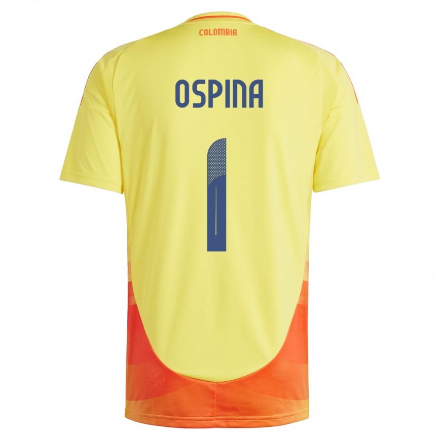 Kids Football Colombia David Ospina #1 Yellow Home Jersey 24-26 T-Shirt Za