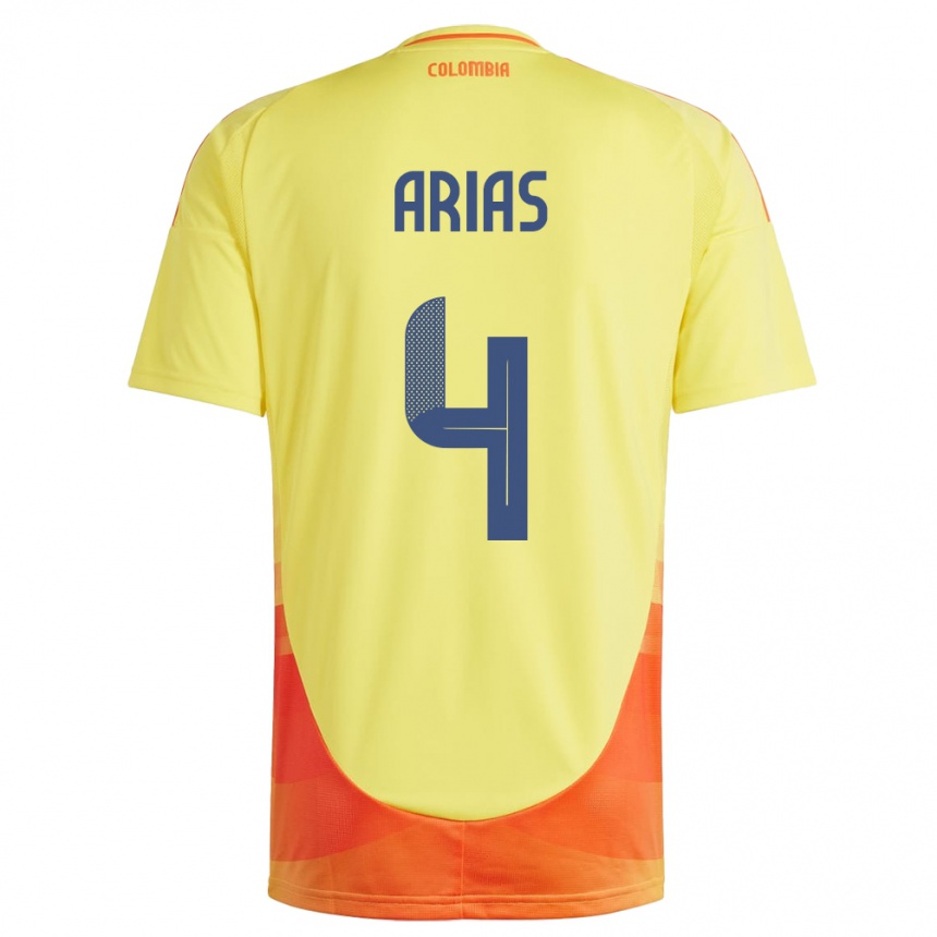 Kids Football Colombia Santiago Arias #4 Yellow Home Jersey 24-26 T-Shirt Za