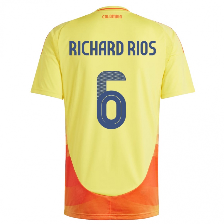 Kids Football Colombia Richard Ríos #6 Yellow Home Jersey 24-26 T-Shirt Za