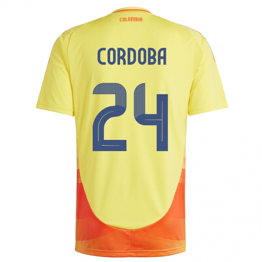 Kids Football Colombia Jhon Córdoba #24 Yellow Home Jersey 24-26 T-Shirt Za