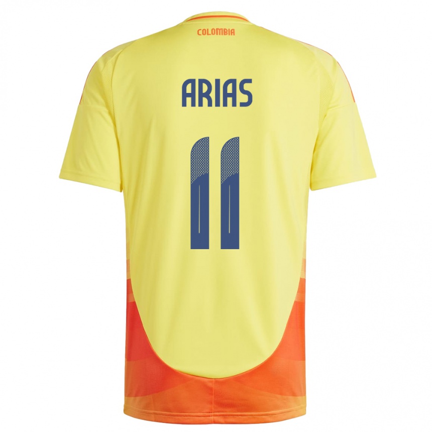 Kids Football Colombia Jhon Arias #11 Yellow Home Jersey 24-26 T-Shirt Za