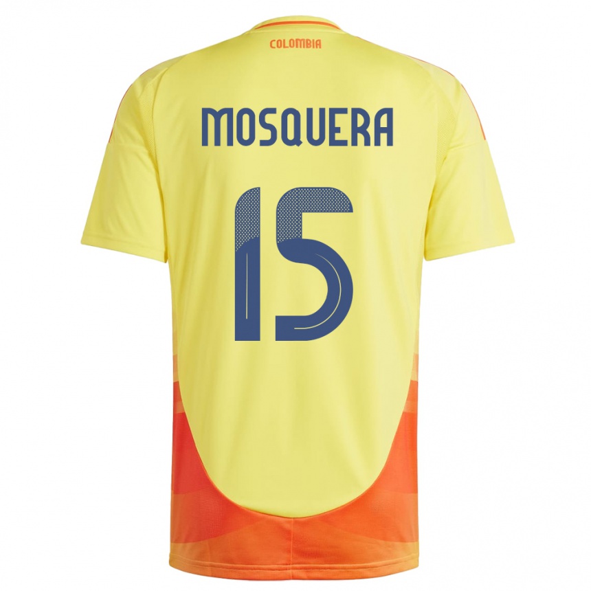 Kids Football Colombia Yerson Mosquera #15 Yellow Home Jersey 24-26 T-Shirt Za