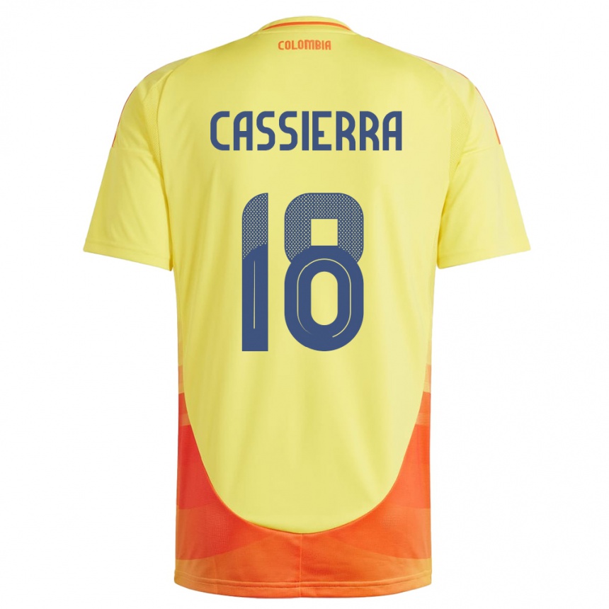 Kids Football Colombia Mateo Cassierra #18 Yellow Home Jersey 24-26 T-Shirt Za