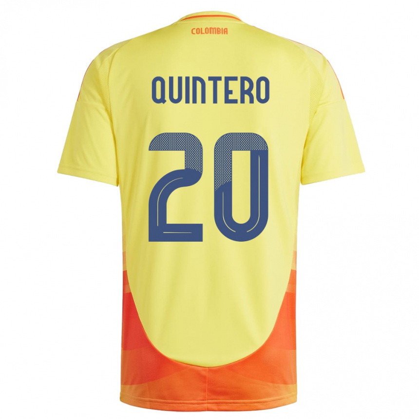 Kids Football Colombia Juan Fernando Quintero #20 Yellow Home Jersey 24-26 T-Shirt Za