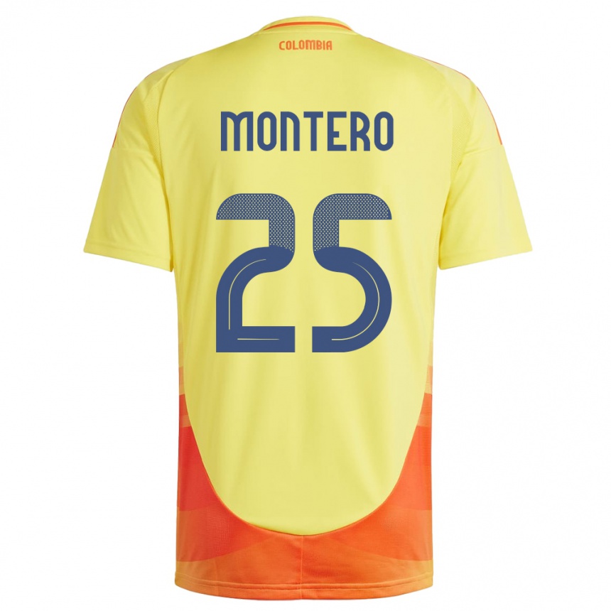 Kids Football Colombia Álvaro Montero #25 Yellow Home Jersey 24-26 T-Shirt Za