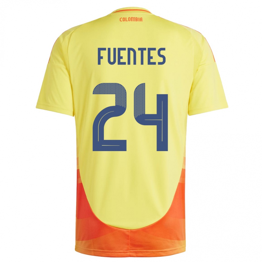 Kids Football Colombia Gabriel Fuentes #24 Yellow Home Jersey 24-26 T-Shirt Za