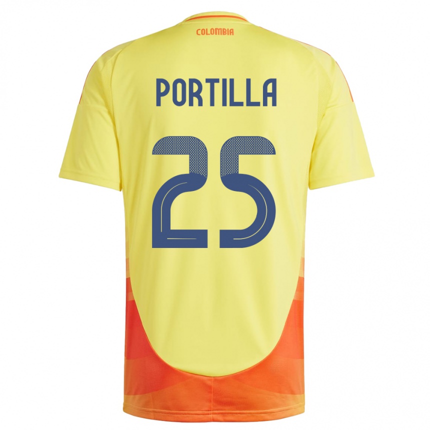 Kids Football Colombia Juan Portilla #25 Yellow Home Jersey 24-26 T-Shirt Za