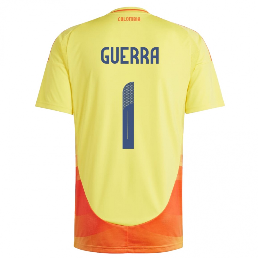 Kids Football Colombia Sebastián Guerra #1 Yellow Home Jersey 24-26 T-Shirt Za