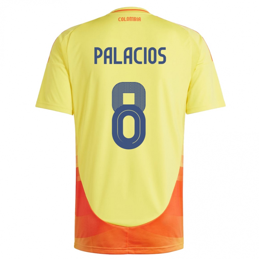 Kids Football Colombia Brahian Palacios #8 Yellow Home Jersey 24-26 T-Shirt Za