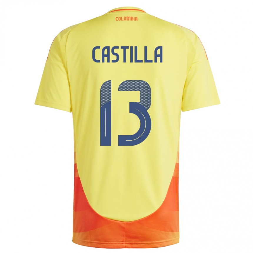 Kids Football Colombia Juan Castilla #13 Yellow Home Jersey 24-26 T-Shirt Za