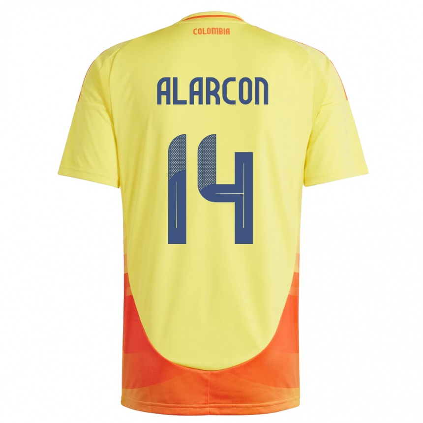 Kids Football Colombia Andrés Alarcón #14 Yellow Home Jersey 24-26 T-Shirt Za