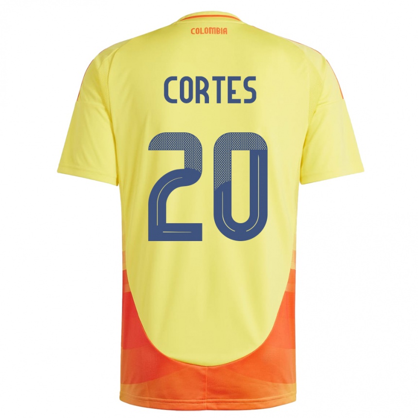 Kids Football Colombia Óscar Cortés #20 Yellow Home Jersey 24-26 T-Shirt Za