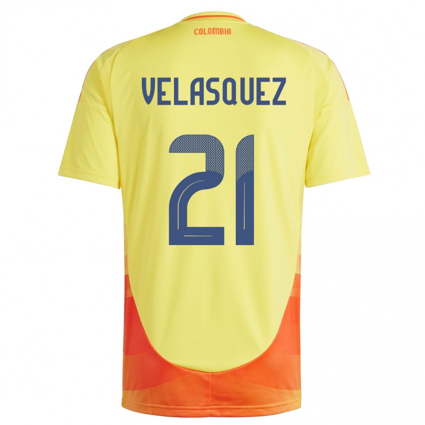 Kids Football Colombia Samuel Velásquez #21 Yellow Home Jersey 24-26 T-Shirt Za