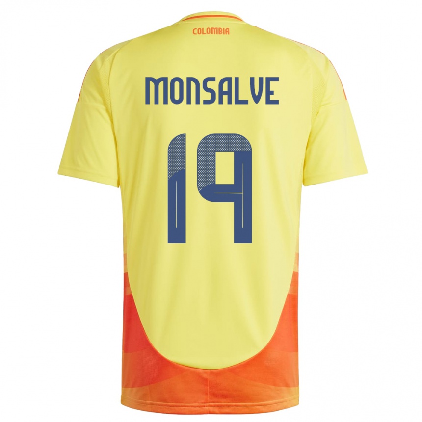 Kids Football Colombia Miguel Monsalve #19 Yellow Home Jersey 24-26 T-Shirt Za