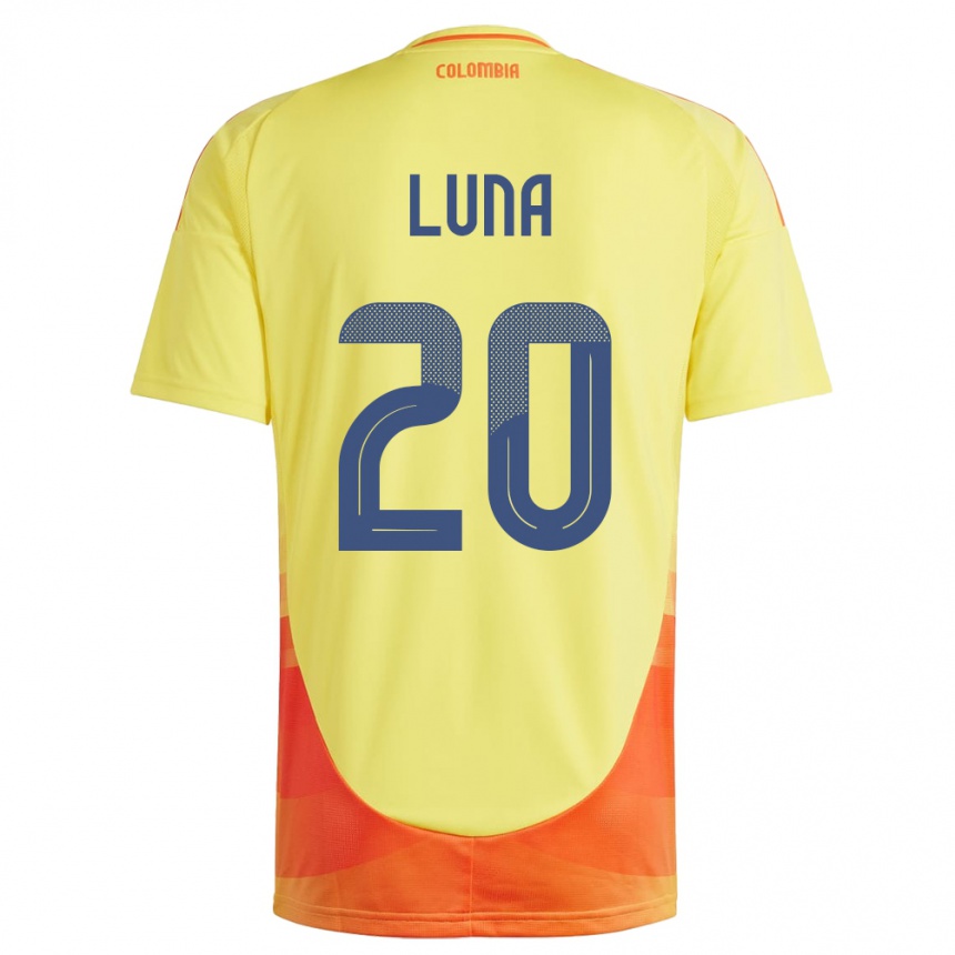 Kids Football Colombia Daniel Luna #20 Yellow Home Jersey 24-26 T-Shirt Za