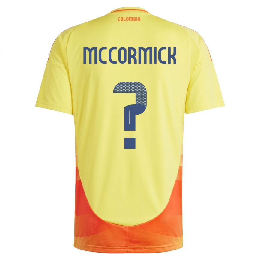 Kids Football Colombia Hollman Mccormick #0 Yellow Home Jersey 24-26 T-Shirt Za