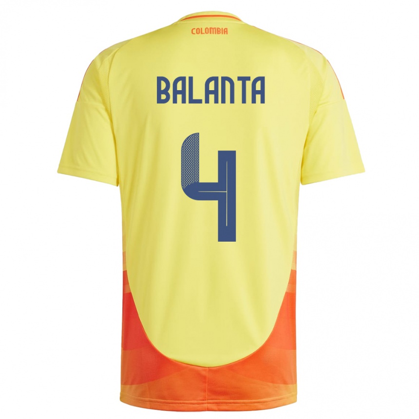 Kids Football Colombia Marlon Balanta #4 Yellow Home Jersey 24-26 T-Shirt Za