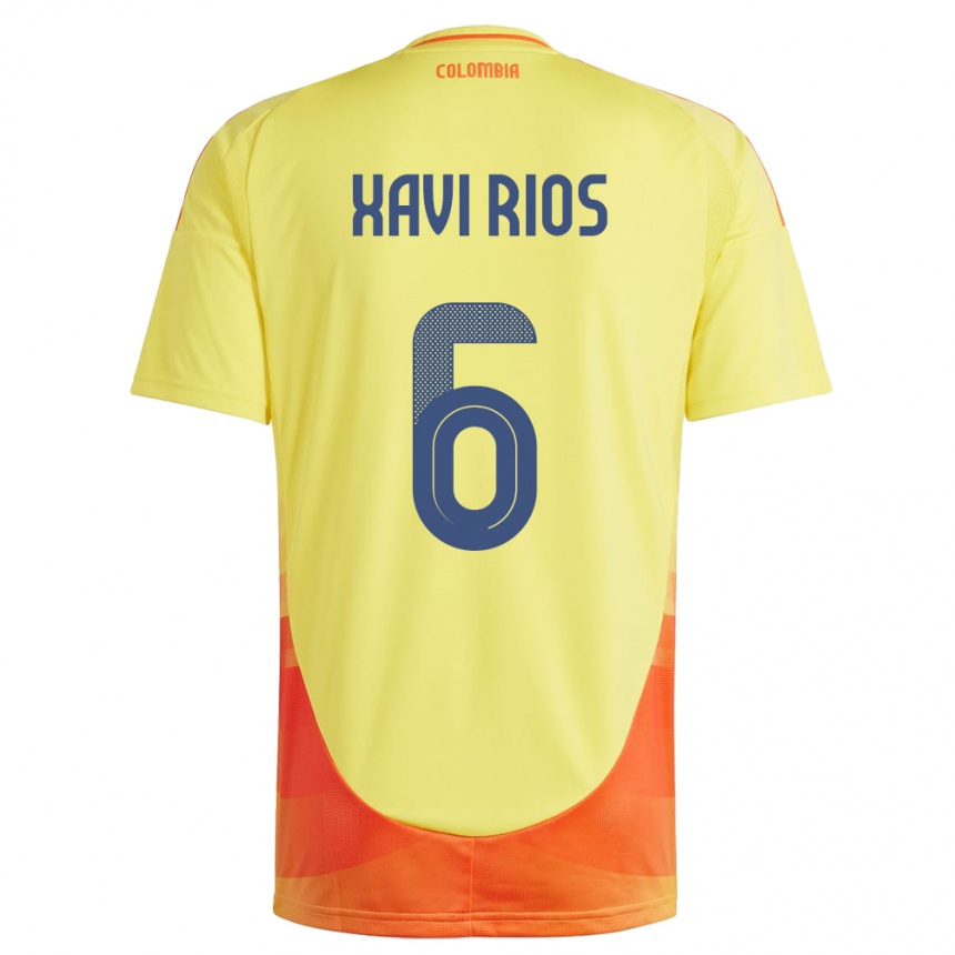 Kids Football Colombia Xavi Ríos #6 Yellow Home Jersey 24-26 T-Shirt Za