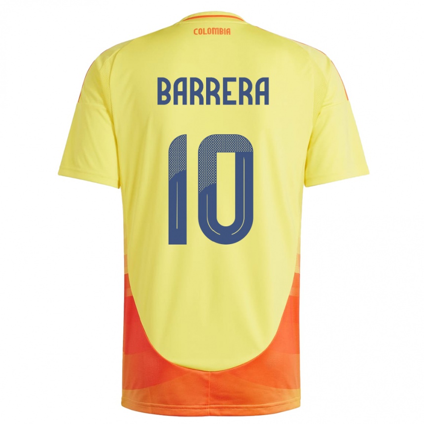 Kids Football Colombia Jordan Barrera #10 Yellow Home Jersey 24-26 T-Shirt Za