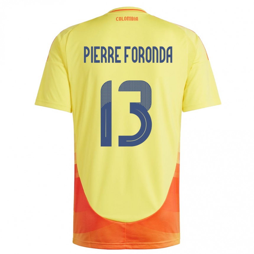 Kids Football Colombia Jean Pierre Foronda #13 Yellow Home Jersey 24-26 T-Shirt Za