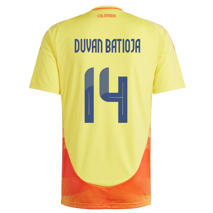 Kids Football Colombia Andy Duván Batioja #14 Yellow Home Jersey 24-26 T-Shirt Za