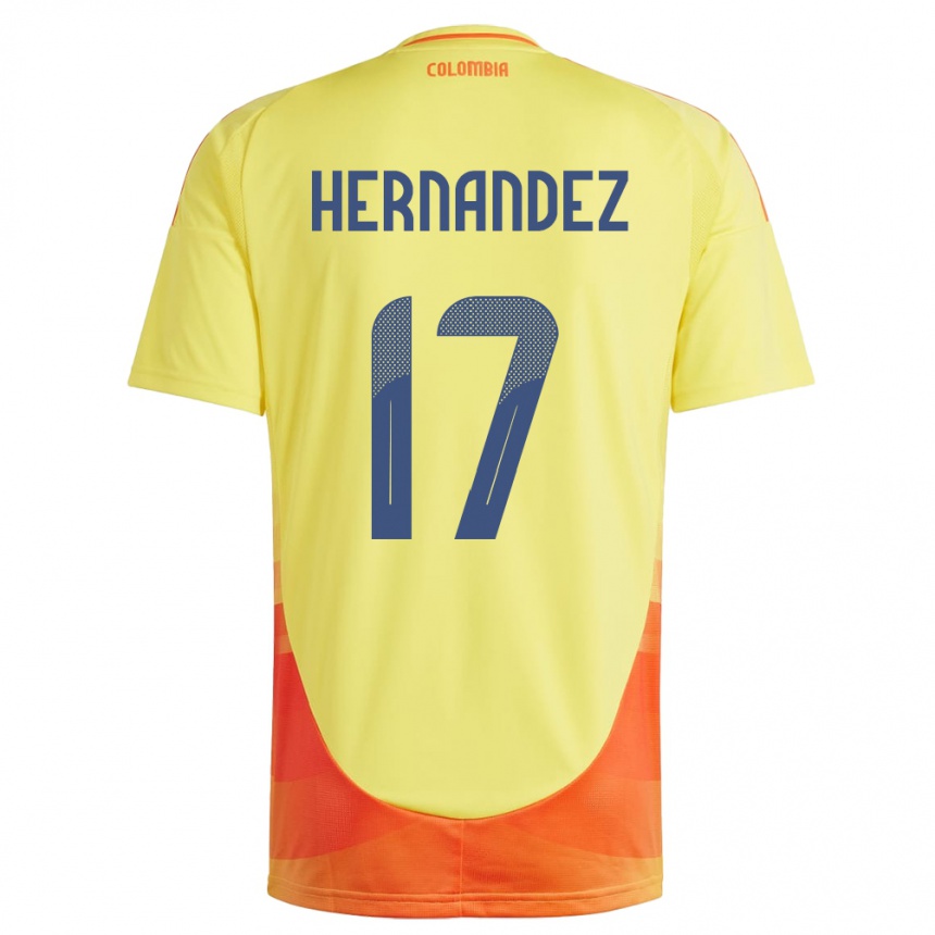 Kids Football Colombia Jhoan Hernández #17 Yellow Home Jersey 24-26 T-Shirt Za