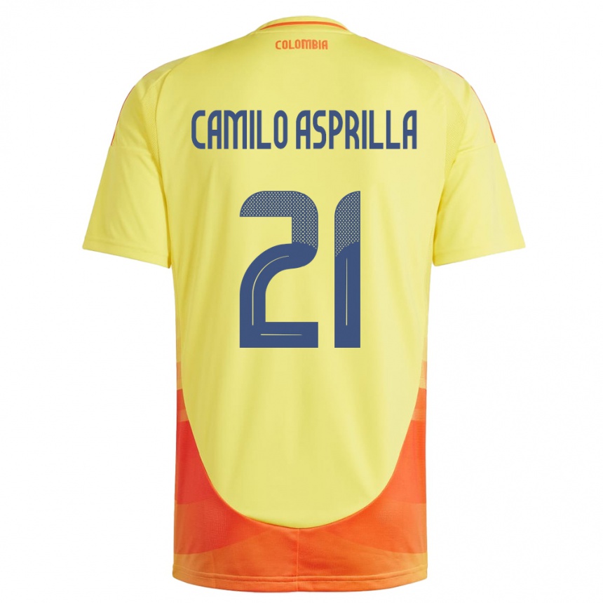 Kids Football Colombia Juan Camilo Asprilla #21 Yellow Home Jersey 24-26 T-Shirt Za