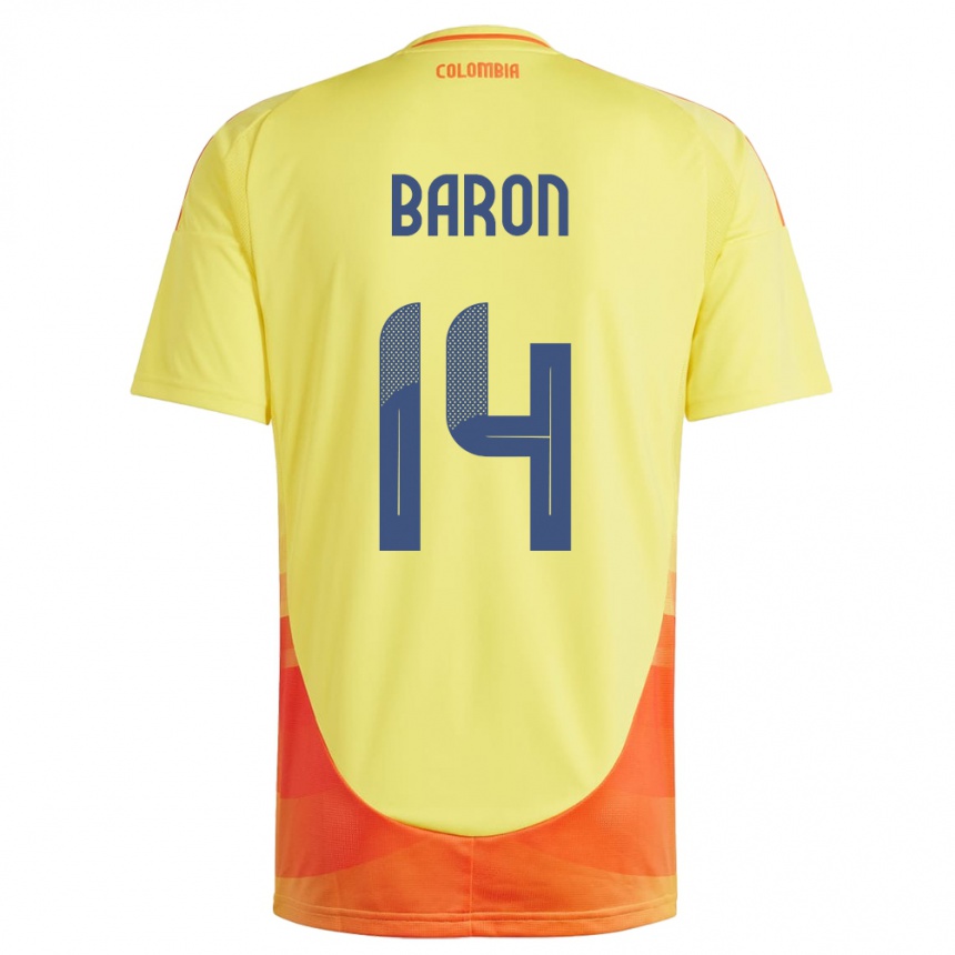 Kids Football Colombia Ángela Barón #14 Yellow Home Jersey 24-26 T-Shirt Za