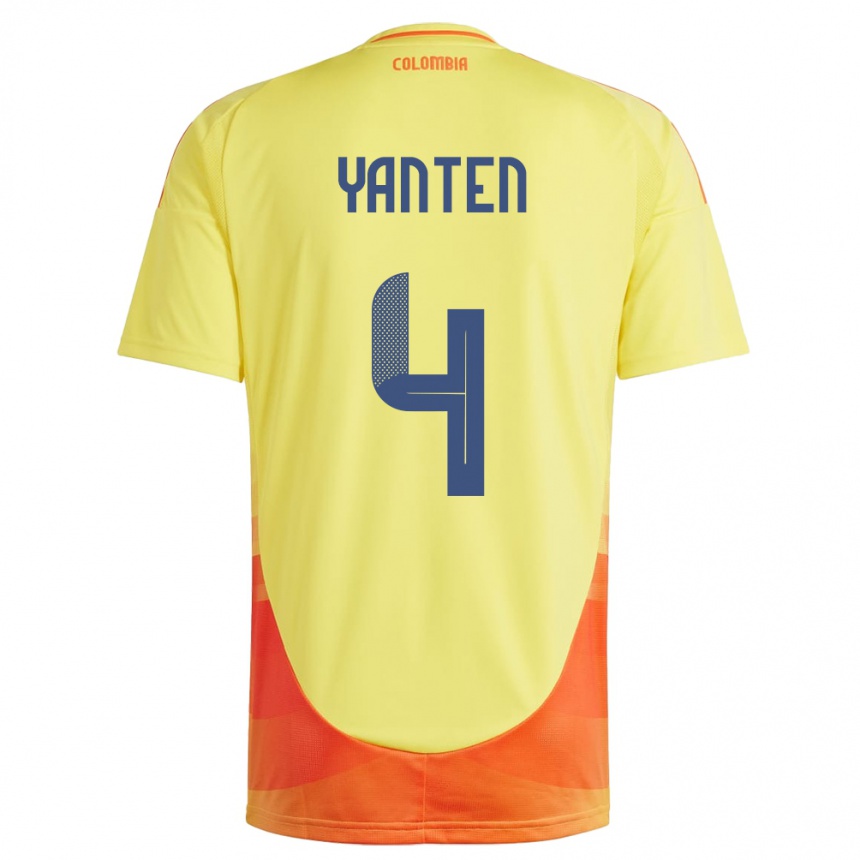 Kids Football Colombia Fabiana Yantén #4 Yellow Home Jersey 24-26 T-Shirt Za