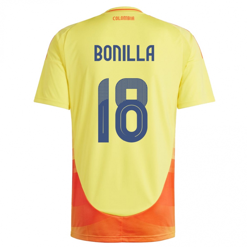 Kids Football Colombia Wendy Bonilla #18 Yellow Home Jersey 24-26 T-Shirt Za