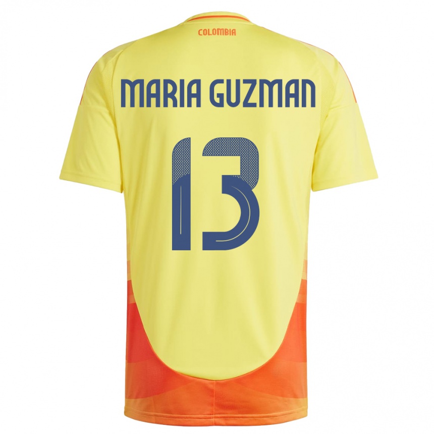 Kids Football Colombia Ana María Guzmán #13 Yellow Home Jersey 24-26 T-Shirt Za