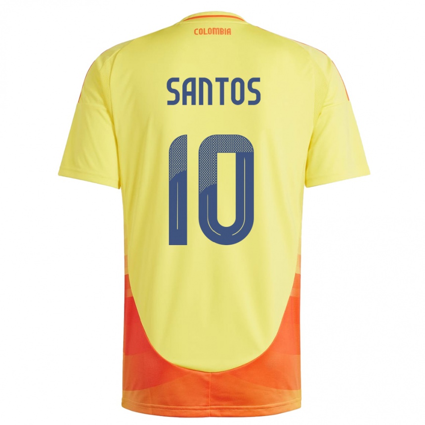 Kids Football Colombia Leicy Santos #10 Yellow Home Jersey 24-26 T-Shirt Za