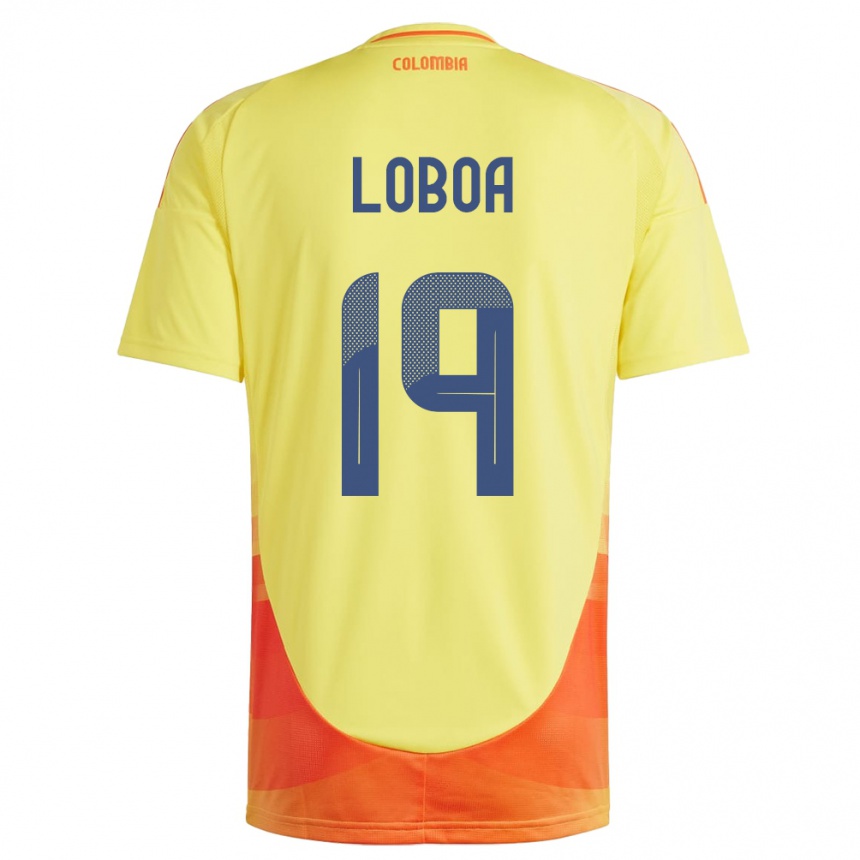 Kids Football Colombia Valerin Loboa #19 Yellow Home Jersey 24-26 T-Shirt Za