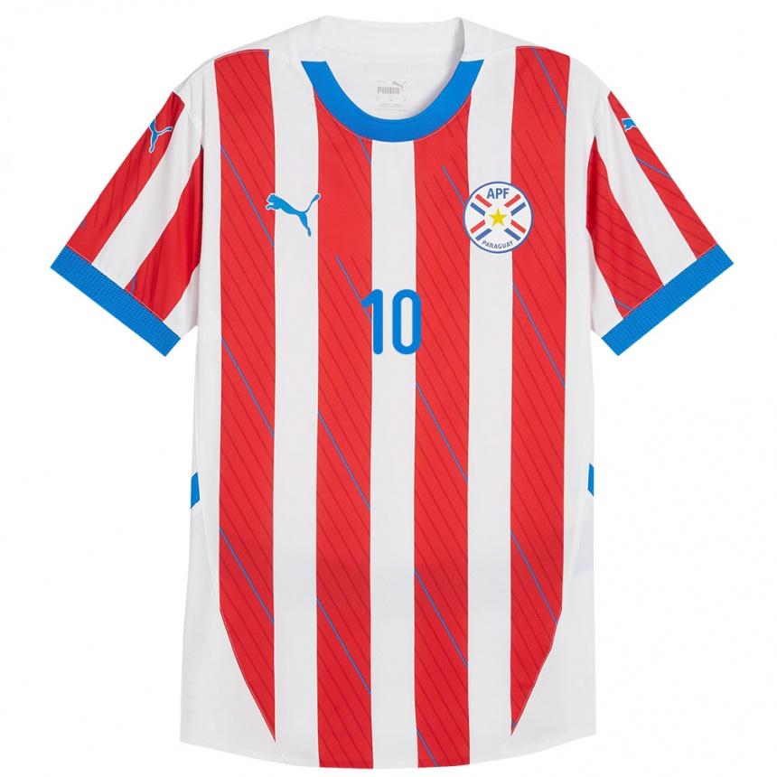 Kids Football Paraguay Matías Segovia #10 White Red Home Jersey 24-26 T-Shirt Za