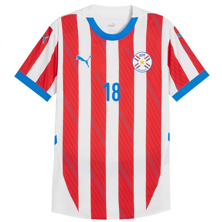 Kids Football Paraguay Daniel Rivas #18 White Red Home Jersey 24-26 T-Shirt Za