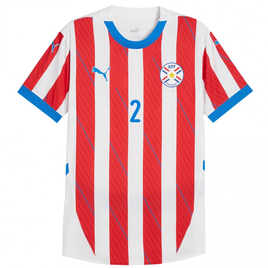 Kids Football Paraguay Iván Ramírez #2 White Red Home Jersey 24-26 T-Shirt Za