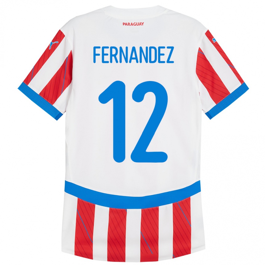 Kids Football Paraguay Gatito Fernández #12 White Red Home Jersey 24-26 T-Shirt Za