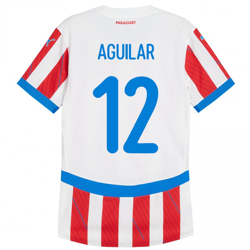 Kids Football Paraguay Alfredo Aguilar #12 White Red Home Jersey 24-26 T-Shirt Za