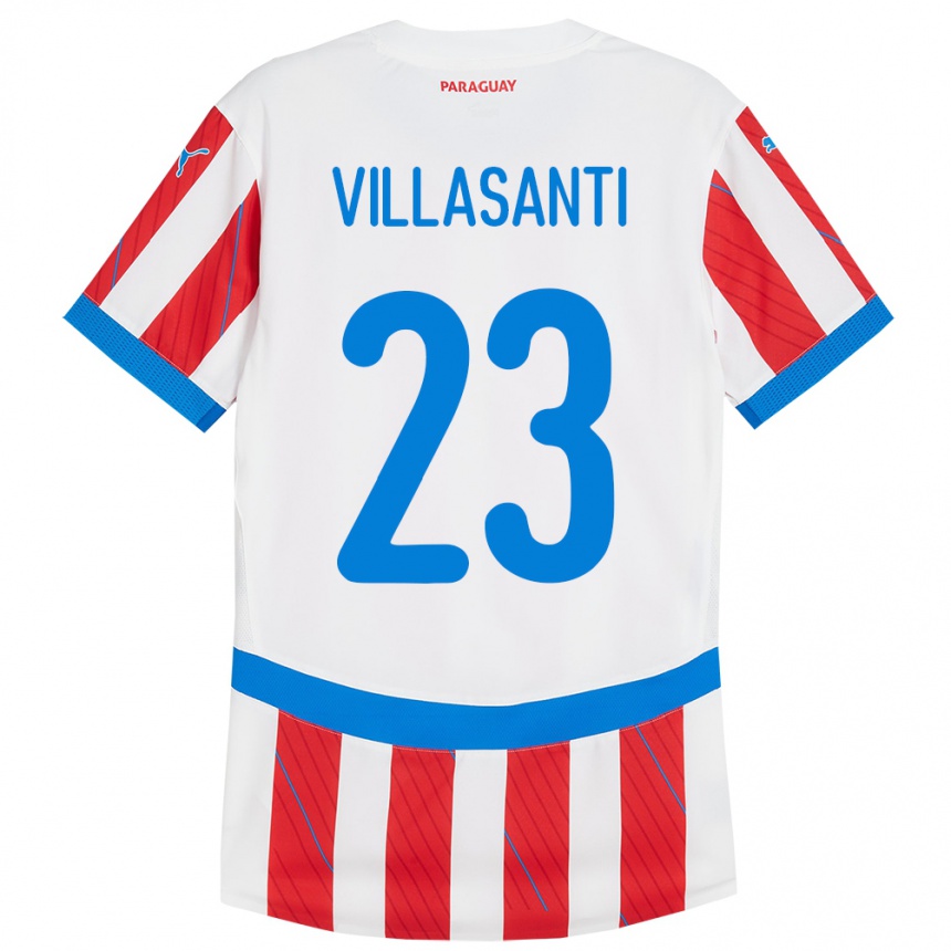 Kids Football Paraguay Mathías Villasanti #23 White Red Home Jersey 24-26 T-Shirt Za