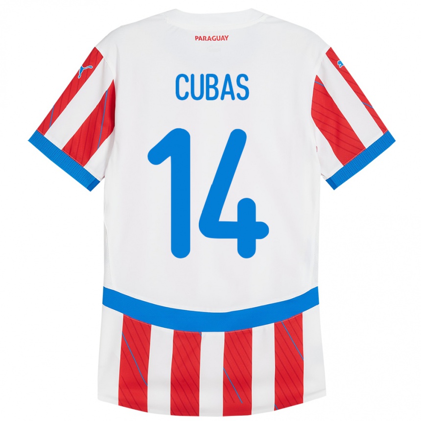 Kids Football Paraguay Andrés Cubas #14 White Red Home Jersey 24-26 T-Shirt Za