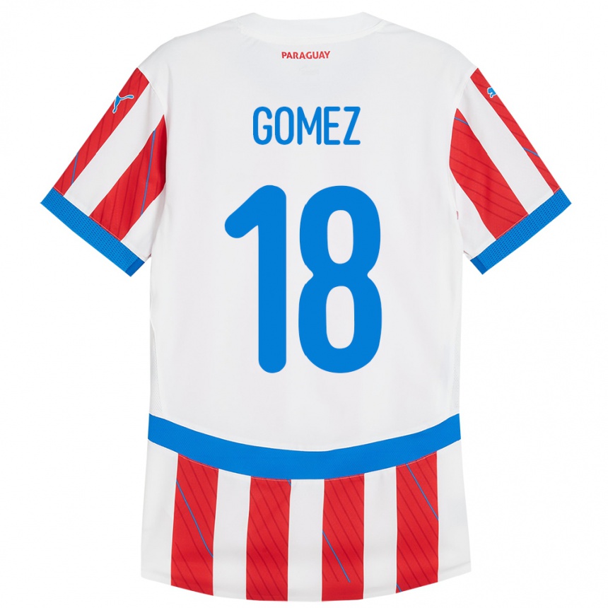 Kids Football Paraguay Diego Gómez #18 White Red Home Jersey 24-26 T-Shirt Za